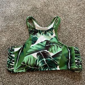 Padded Palm Tree Halter Swim Top